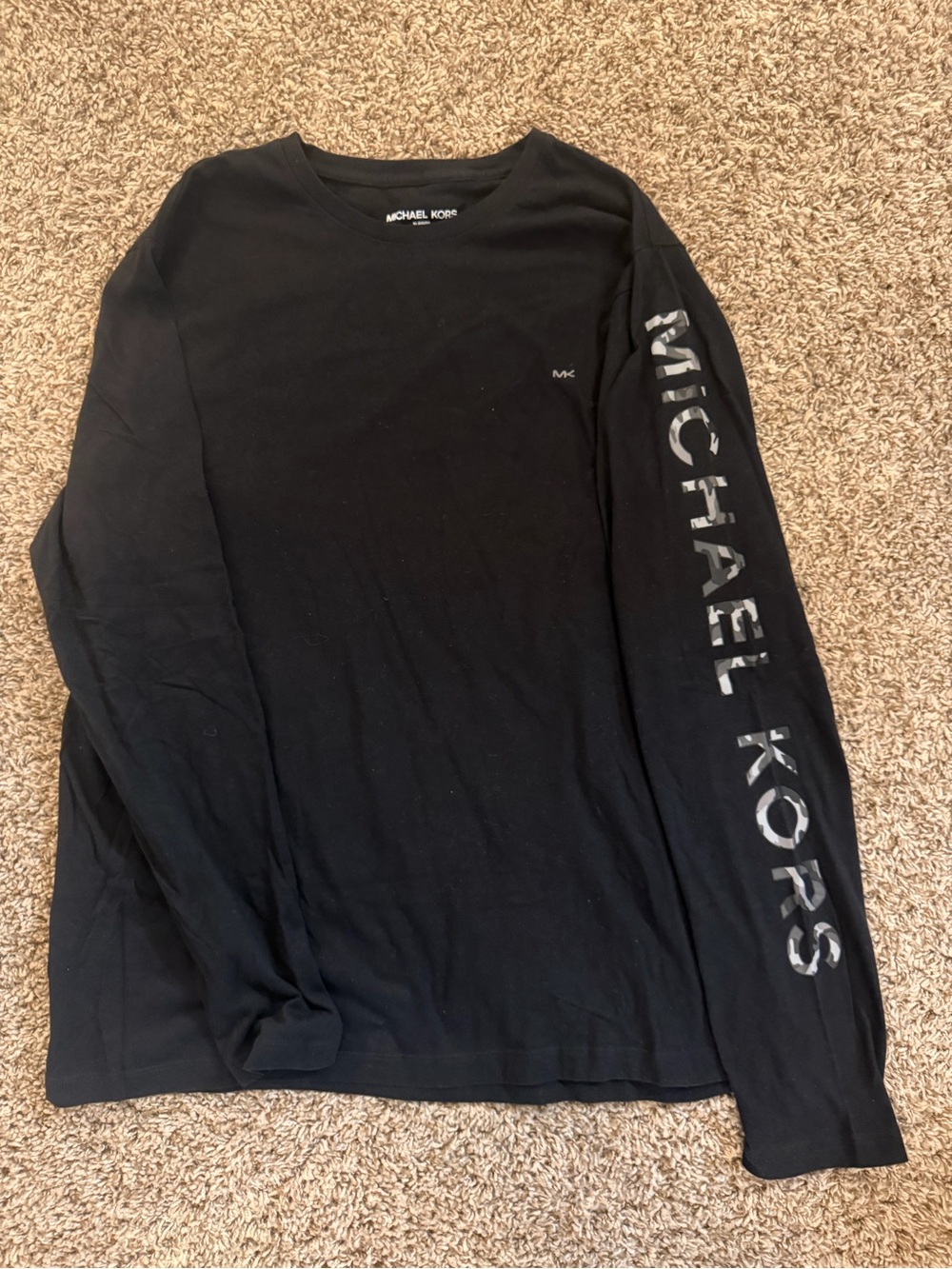 Michael Kors Black Long-Sleeve Logo Tee with Sleeve Branding